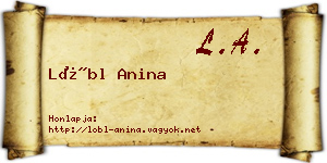 Lőbl Anina névjegykártya